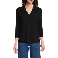 Women's 3/4 Sleeve Light Weight Jersey V-neck Top