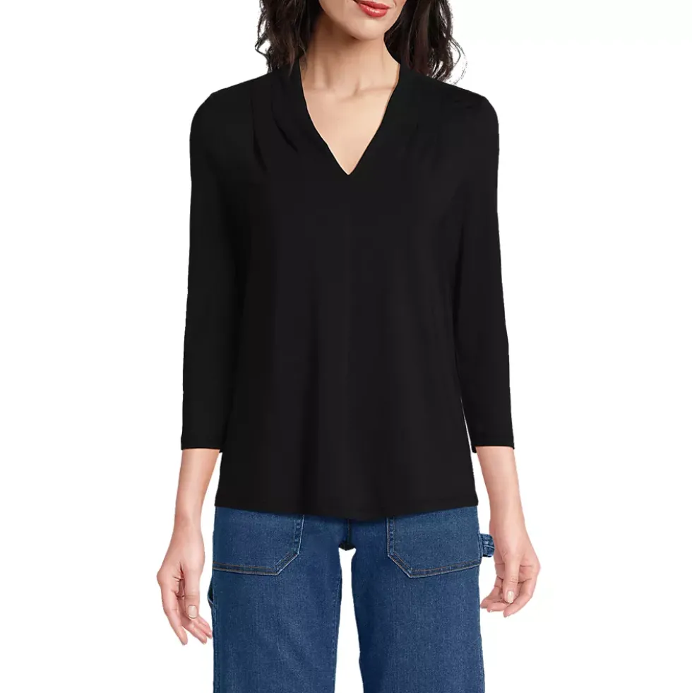 Women's 3/4 Sleeve Light Weight Jersey V-neck Top