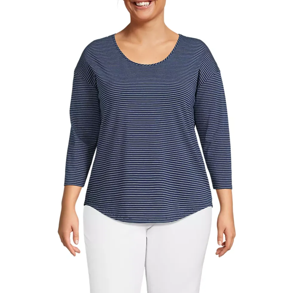 Women's 3/4 Sleeve Lightweight Jersey Shirttail Tee