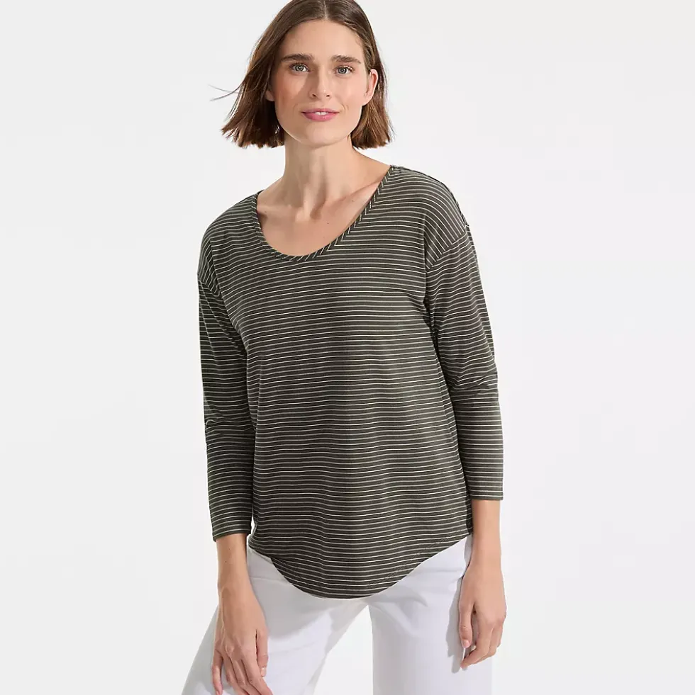 Women's 3/4 Sleeve Lightweight Jersey Shirttail Tee