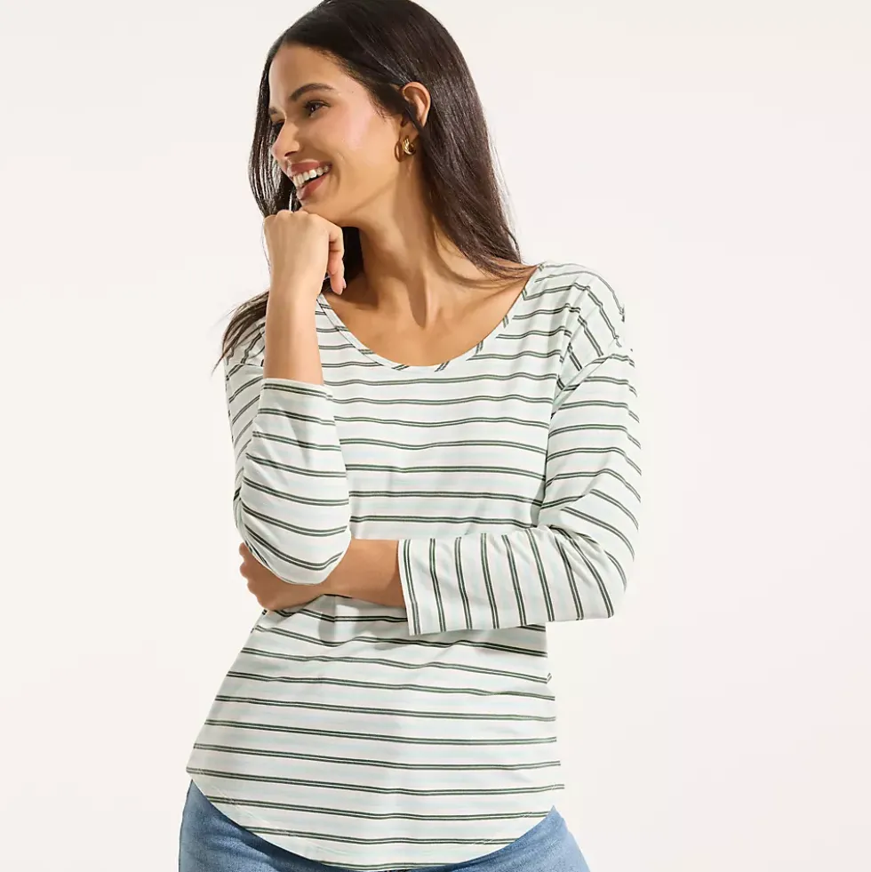 Women's 3/4 Sleeve Lightweight Jersey Shirttail Tee