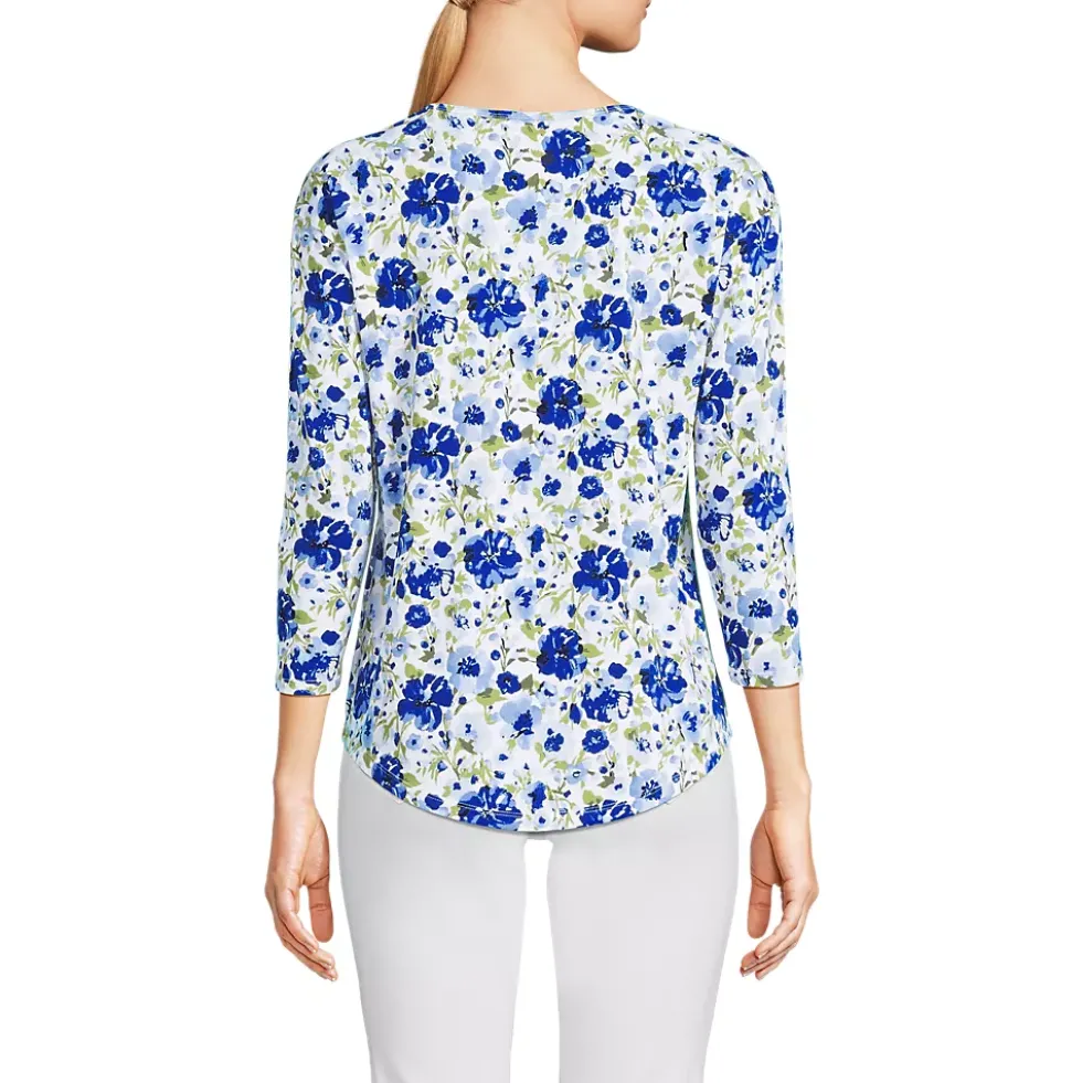 Women's 3/4 Sleeve Lightweight Jersey Shirttail Tee
