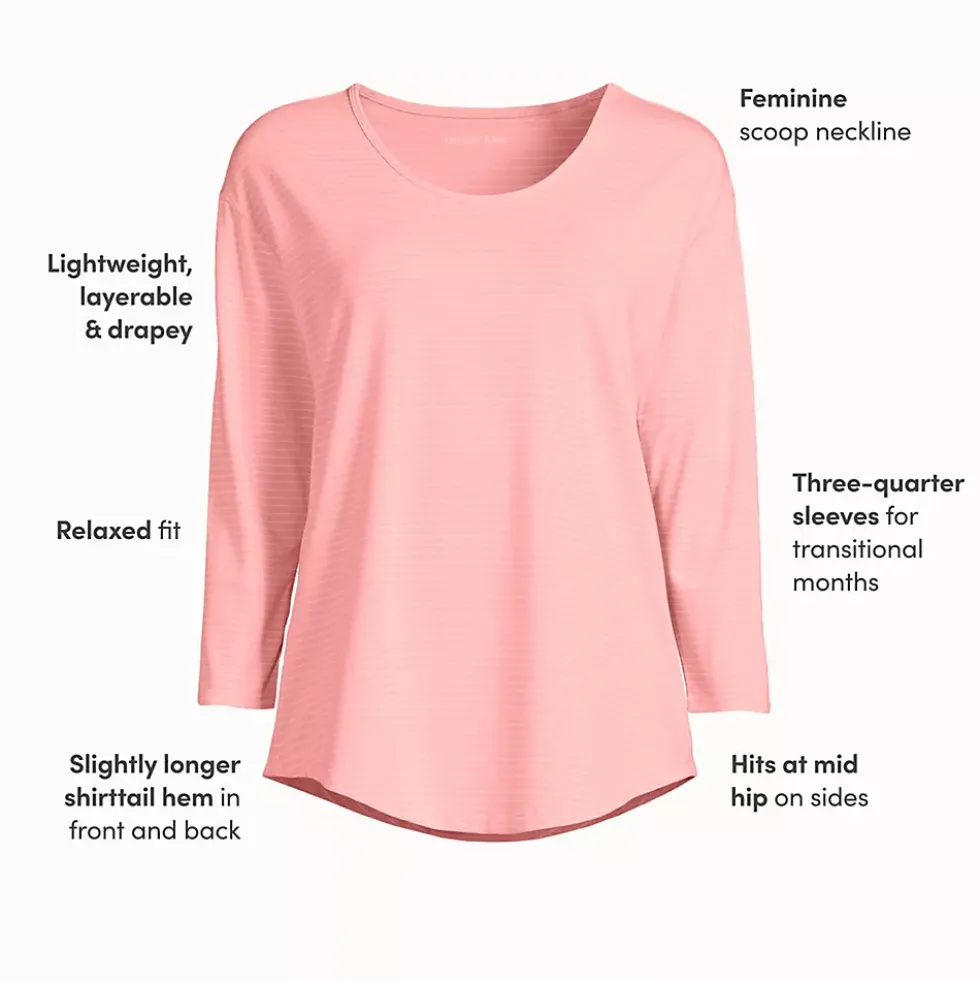 Women's 3/4 Sleeve Lightweight Jersey Shirttail Tee