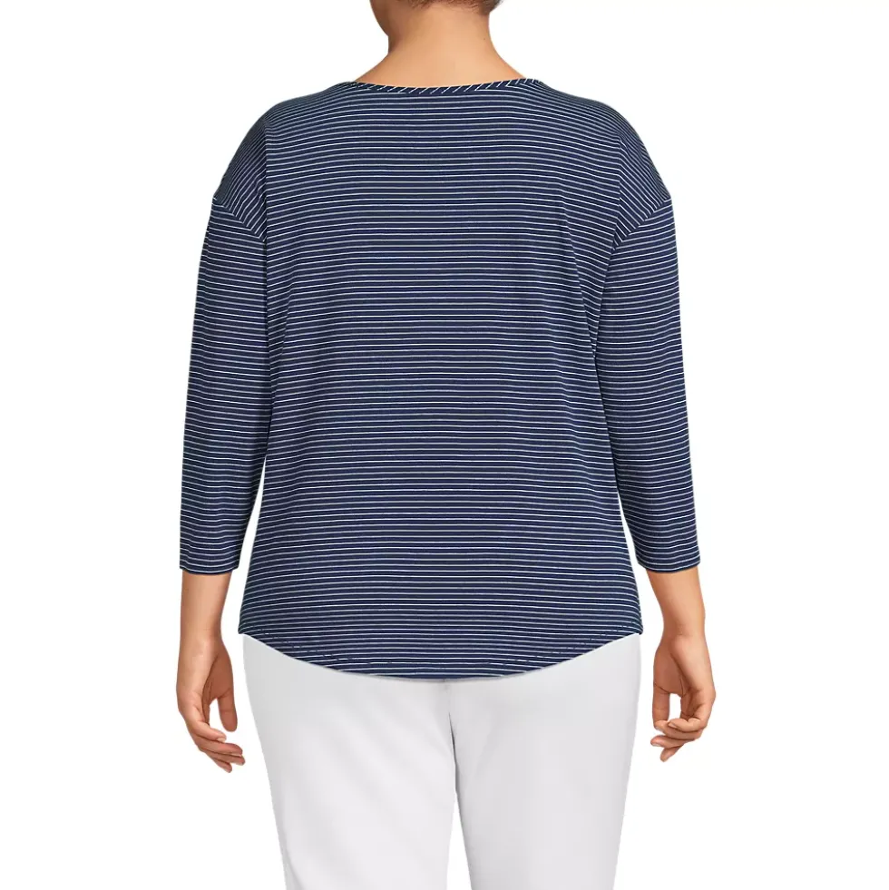 Women's 3/4 Sleeve Lightweight Jersey Shirttail Tee