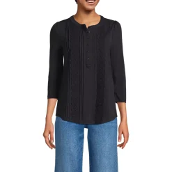 Women's 3/4 Sleeve Lightweight Jersey Embellished Top