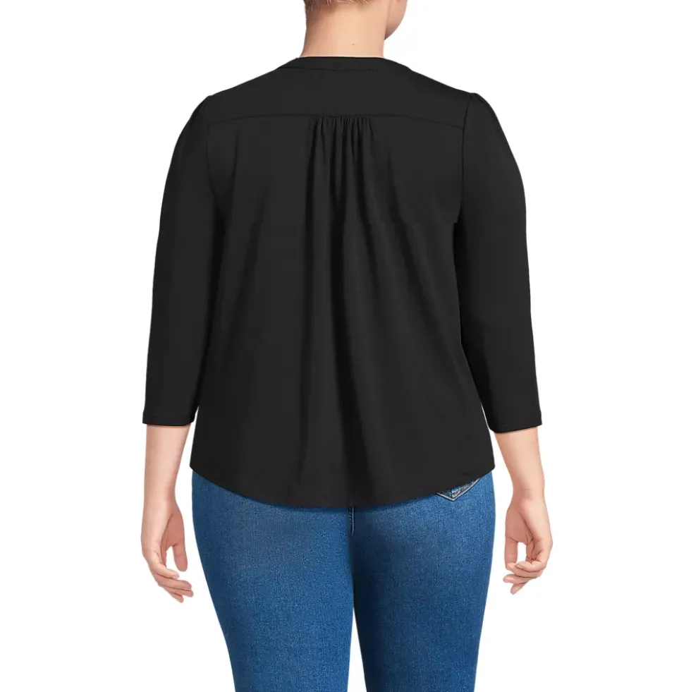Women's 3/4 Sleeve Lightweight Jersey Embellished Top
