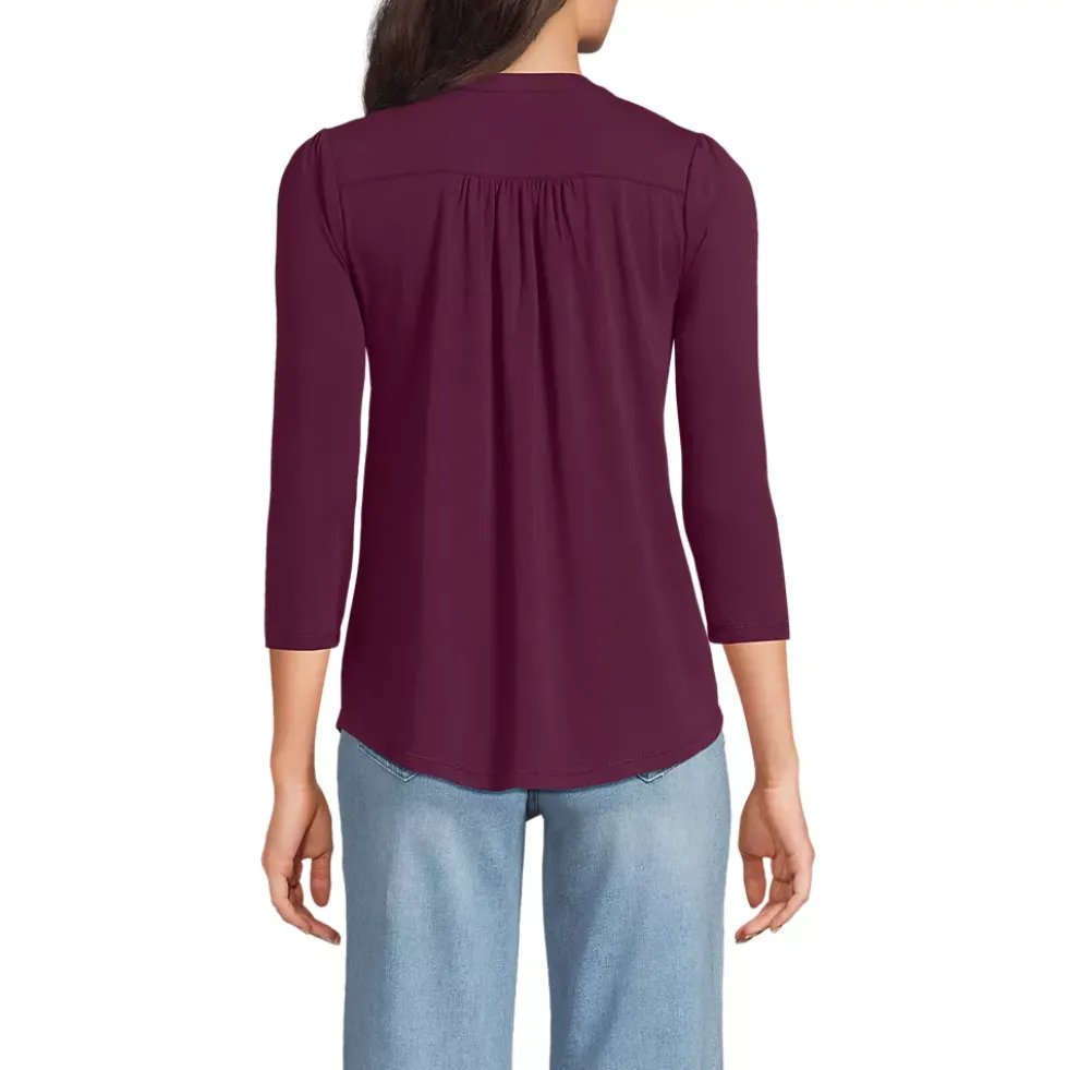 Women's 3/4 Sleeve Lightweight Jersey Embellished Top