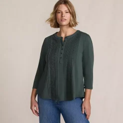 Women's 3/4 Sleeve Lightweight Jersey Embellished Top
