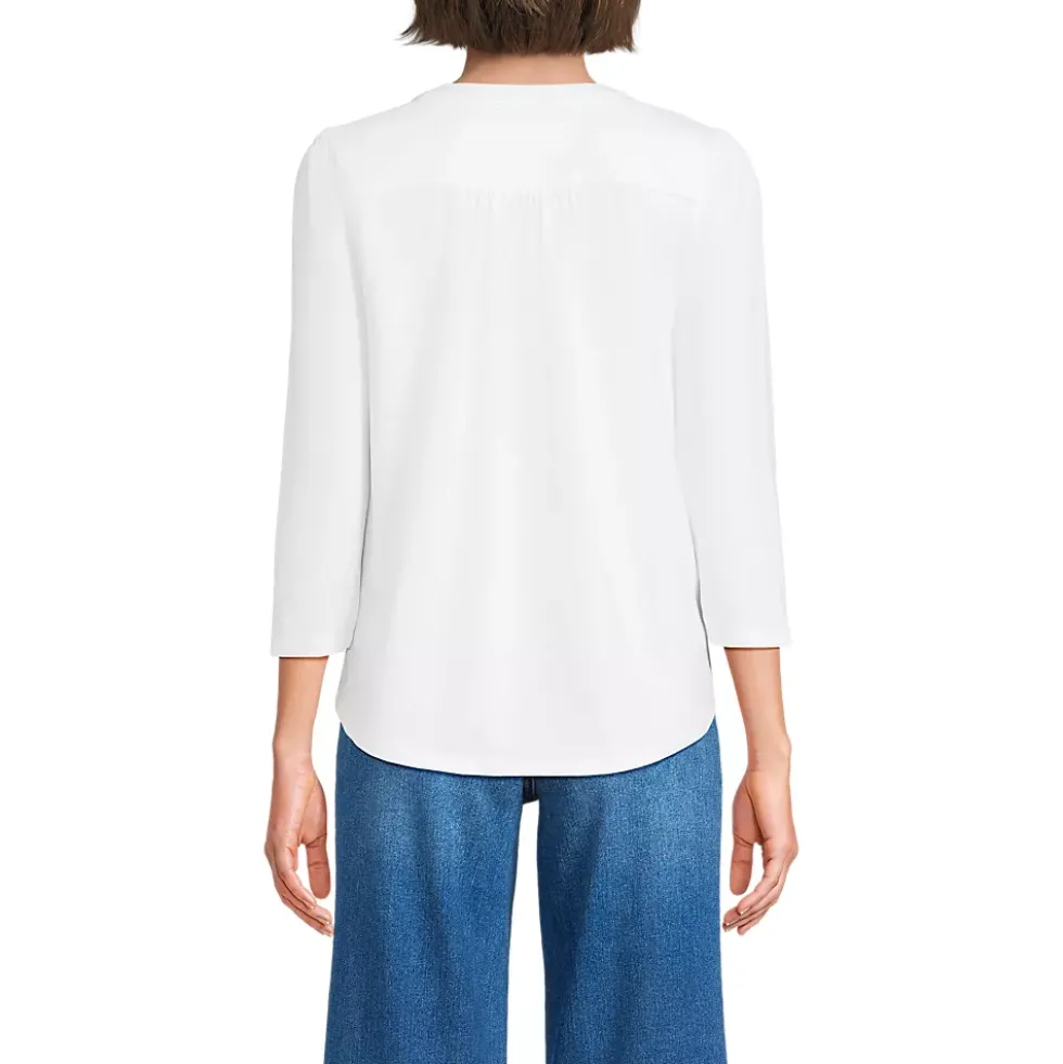 Women's 3/4 Sleeve Lightweight Jersey Embellished Top