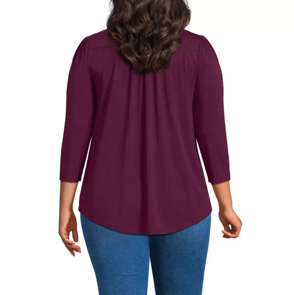 Women's 3/4 Sleeve Lightweight Jersey Embellished Top