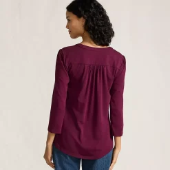 Women's 3/4 Sleeve Lightweight Jersey Embellished Top