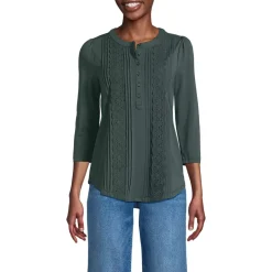 Women's 3/4 Sleeve Lightweight Jersey Embellished Top