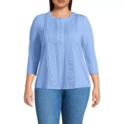 Women's 3/4 Sleeve Lightweight Jersey Embellished Top