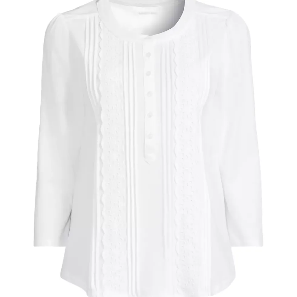 Women's 3/4 Sleeve Lightweight Jersey Embellished Top