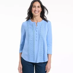 Women's 3/4 Sleeve Lightweight Jersey Embellished Top