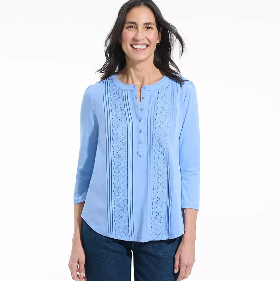 Women's 3/4 Sleeve Lightweight Jersey Embellished Top