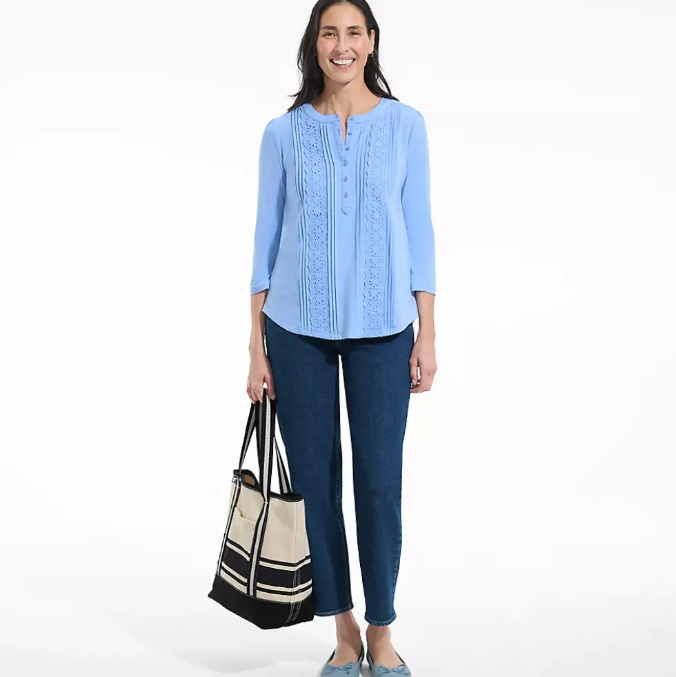 Women's 3/4 Sleeve Lightweight Jersey Embellished Top
