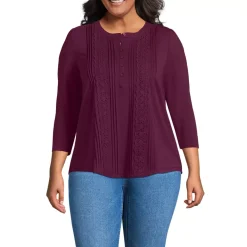 Women's 3/4 Sleeve Lightweight Jersey Embellished Top