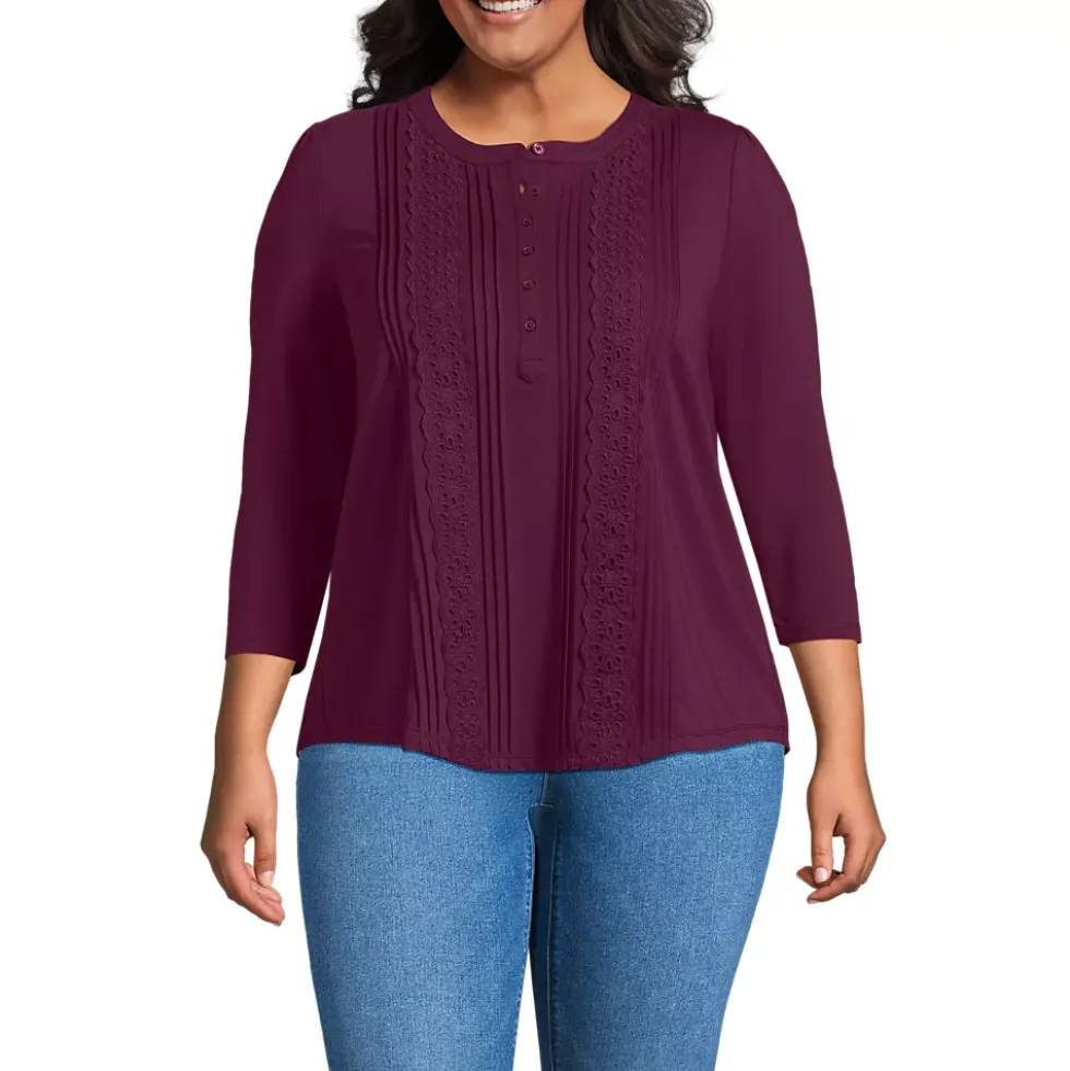 Women's 3/4 Sleeve Lightweight Jersey Embellished Top