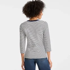 Women's 3/4 Sleeve Polished Rib Henley Top
