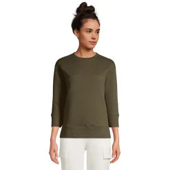 Women's 3/4 Sleeve Quilted Crew Neck Top