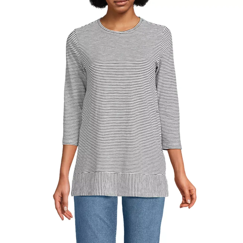 Women's 3/4 Sleeve Slub Jersey Swing Tunic