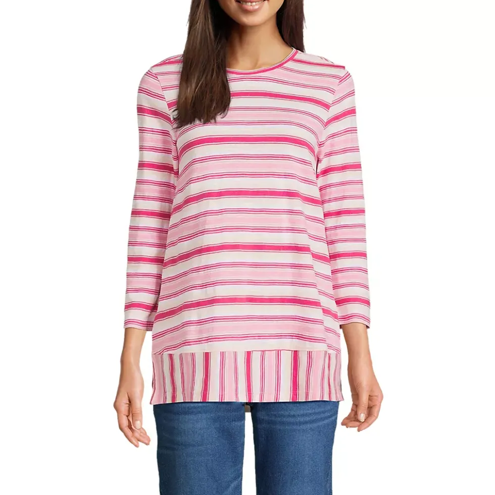 Women's 3/4 Sleeve Slub Jersey Swing Tunic