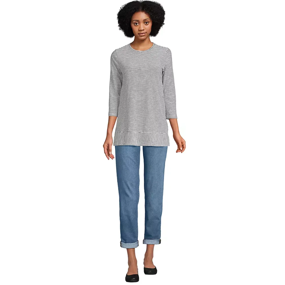 Women's 3/4 Sleeve Slub Jersey Swing Tunic
