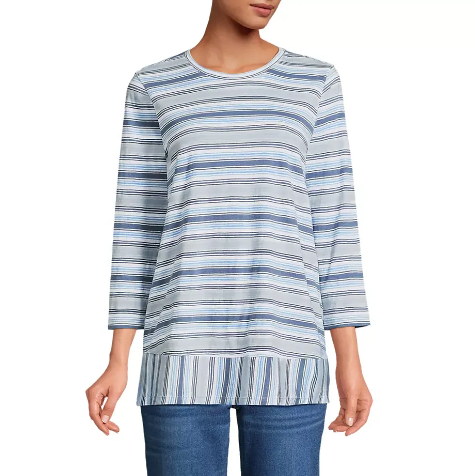 Women's 3/4 Sleeve Slub Jersey Swing Tunic