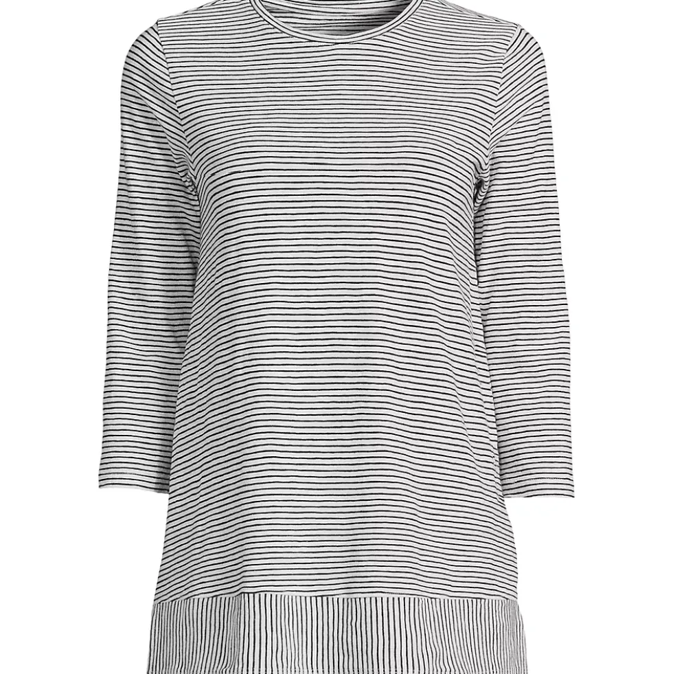 Women's 3/4 Sleeve Slub Jersey Swing Tunic