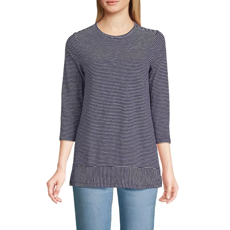 Women's 3/4 Sleeve Slub Jersey Swing Tunic