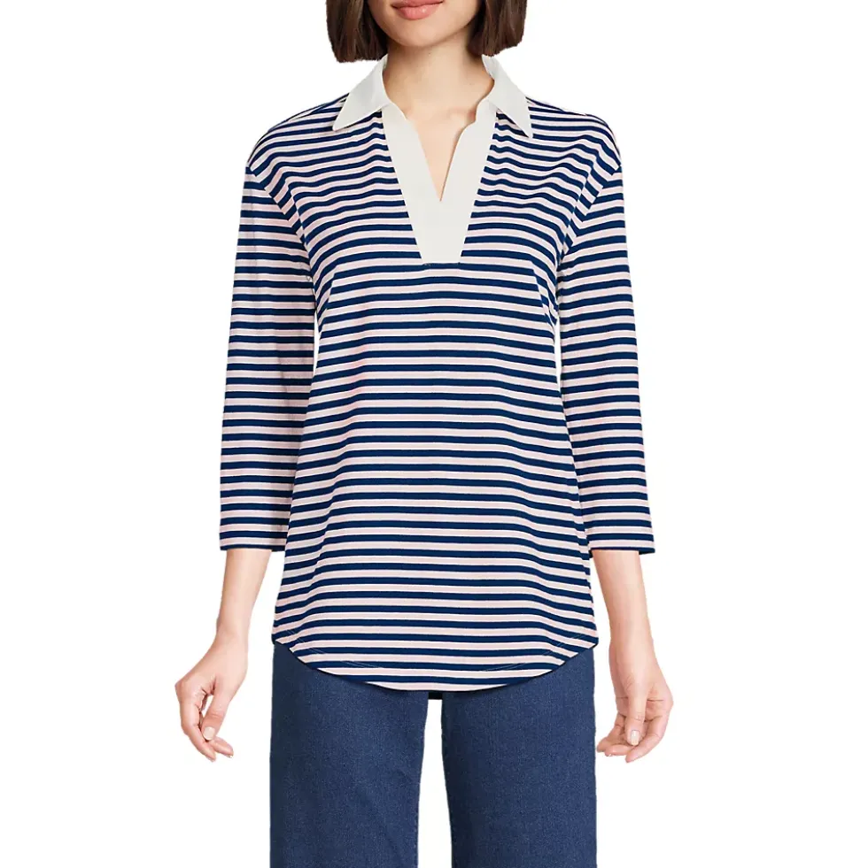 Women's 3/4 Sleeve Super T Collared Popover Tunic