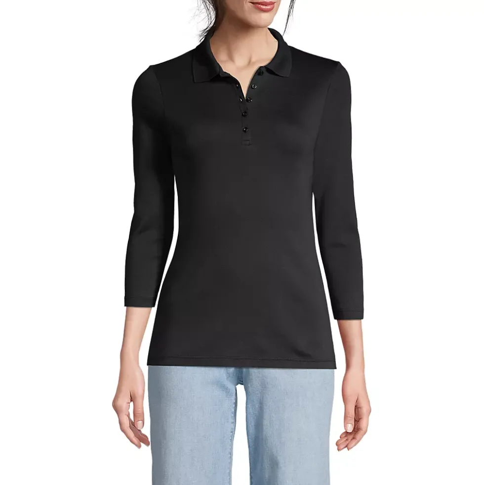 Women's 3/4 Sleeve Supima Cotton Polo Shirt