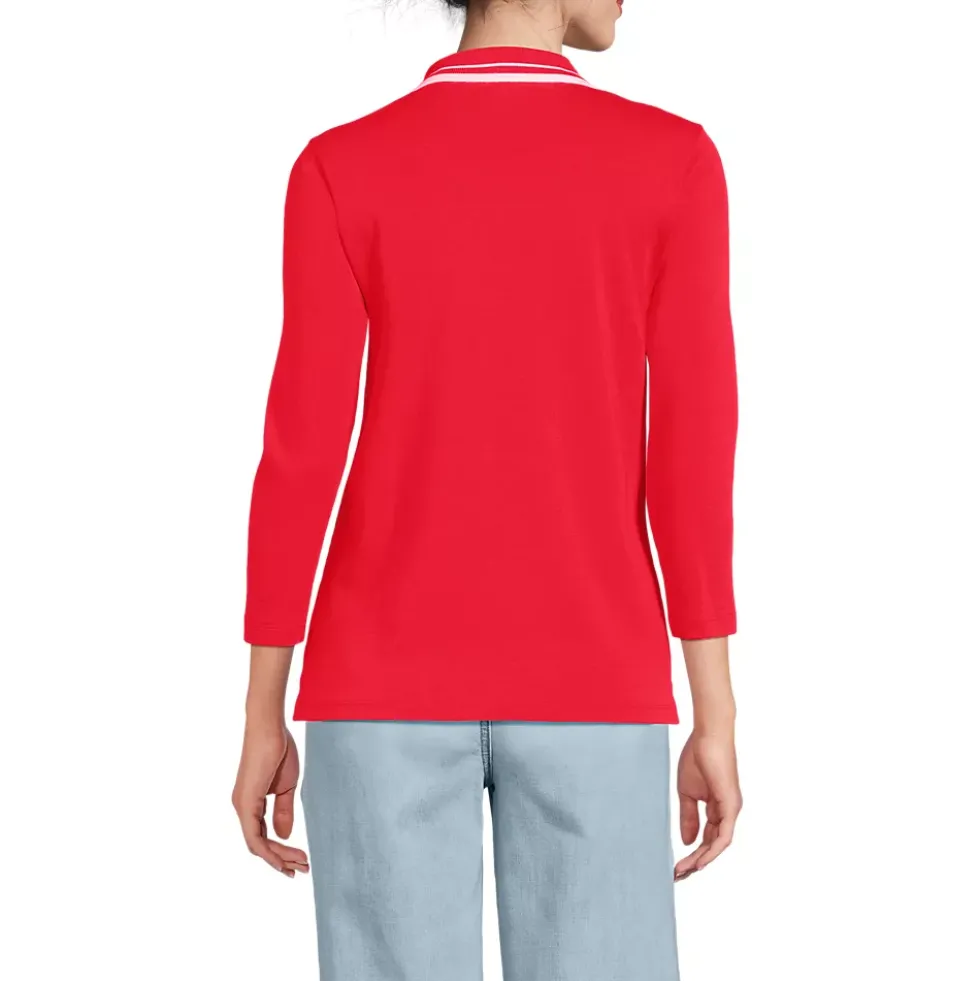 Women's 3/4 Sleeve Supima Cotton Polo Shirt