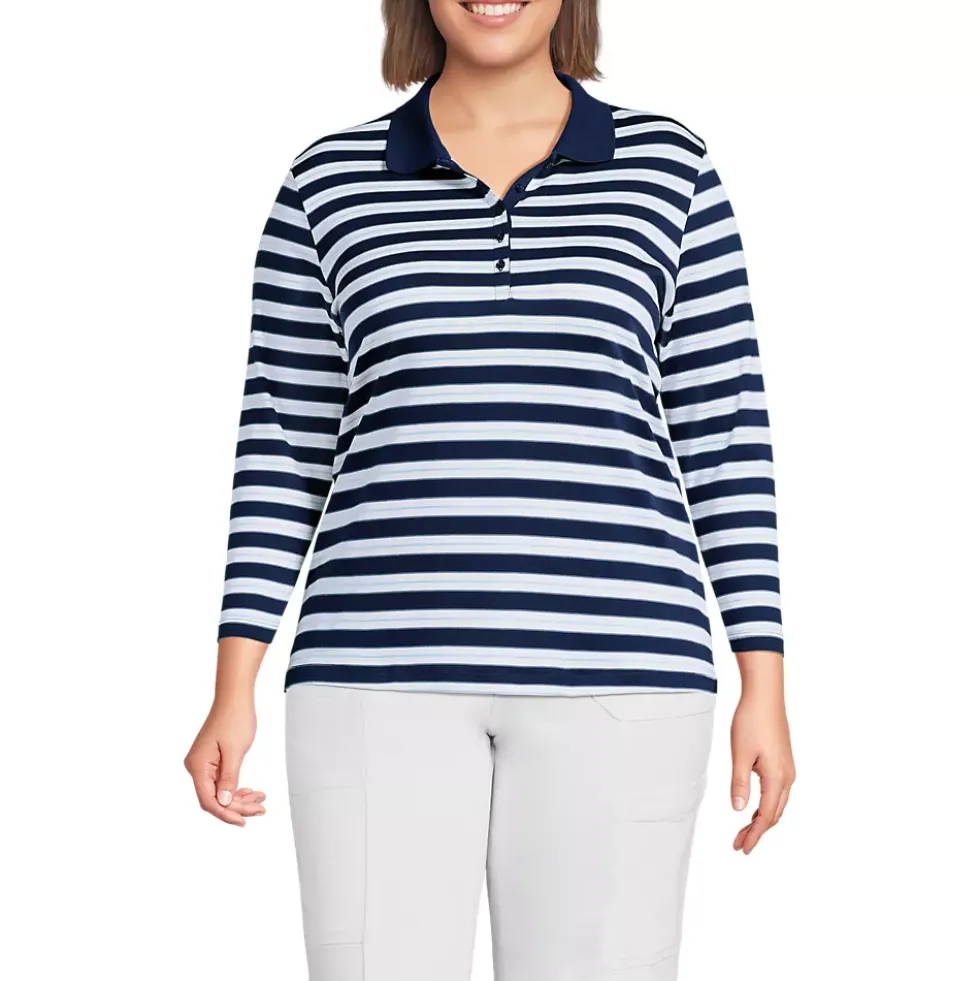 Women's 3/4 Sleeve Supima Cotton Polo Shirt