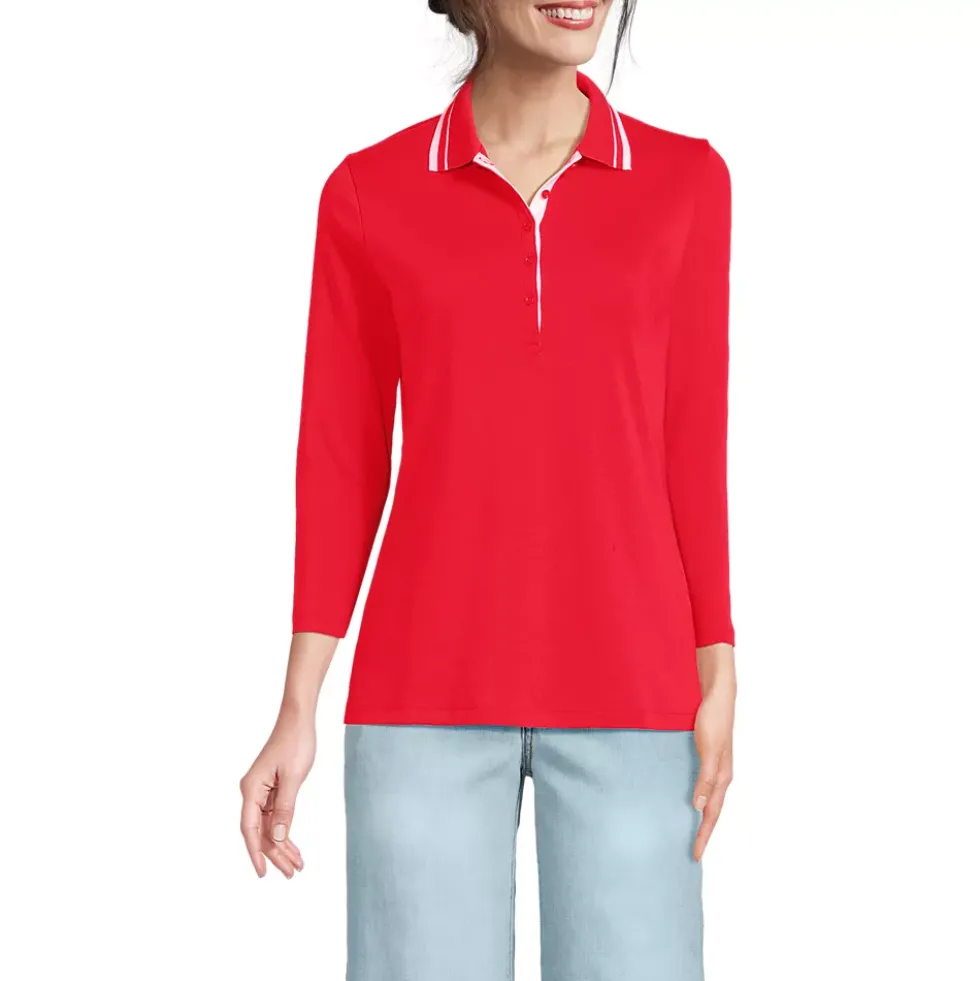 Women's 3/4 Sleeve Supima Cotton Polo Shirt