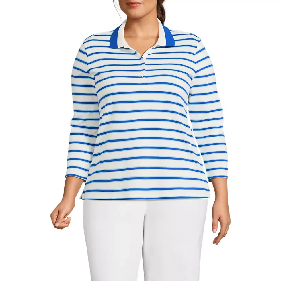 Women's 3/4 Sleeve Supima Cotton Polo Shirt