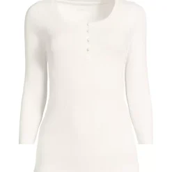 Women's 3/4 Sleeve Variegated Micro Rib Henley