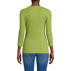Women's 3/4 Sleeve Variegated Micro Rib Henley
