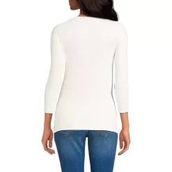 Women's 3/4 Sleeve Variegated Micro Rib Henley