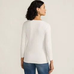 Women's 3/4 Sleeve Variegated Micro Rib Henley