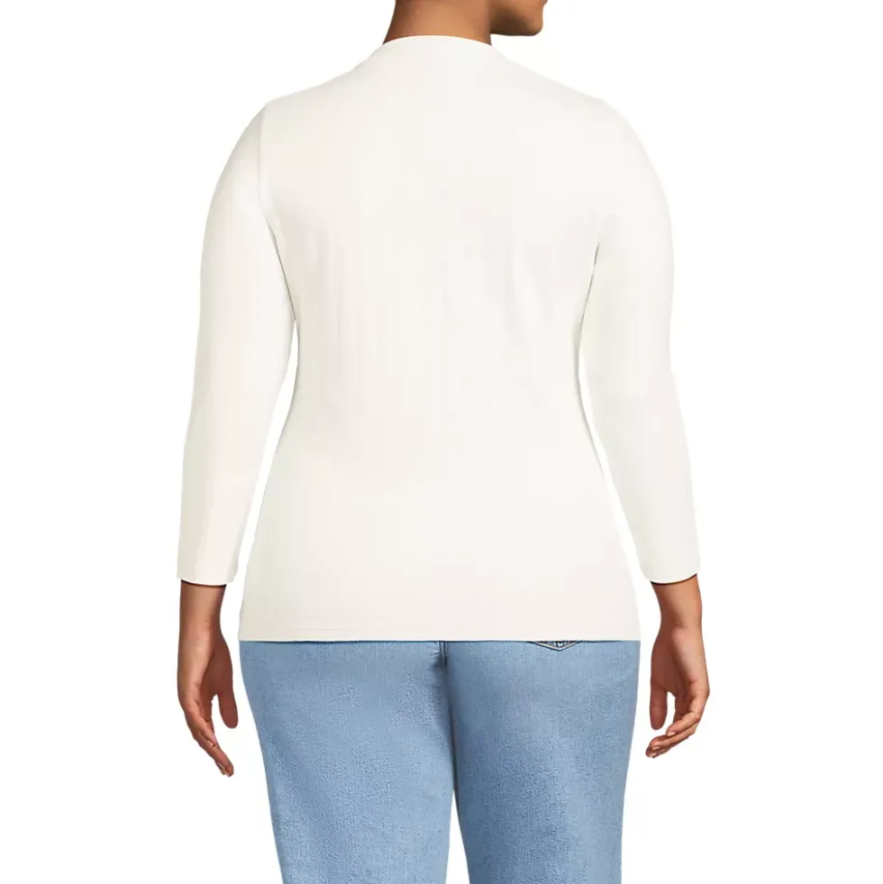 Women's 3/4 Sleeve Variegated Micro Rib Henley