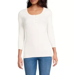 Women's 3/4 Sleeve Variegated Micro Rib Henley