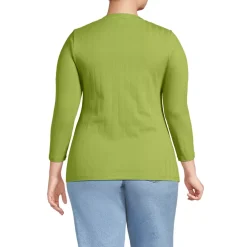 Women's 3/4 Sleeve Variegated Micro Rib Henley