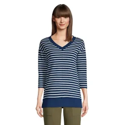 Women's 3/4 Sleeve Waffle Vneck Tunic