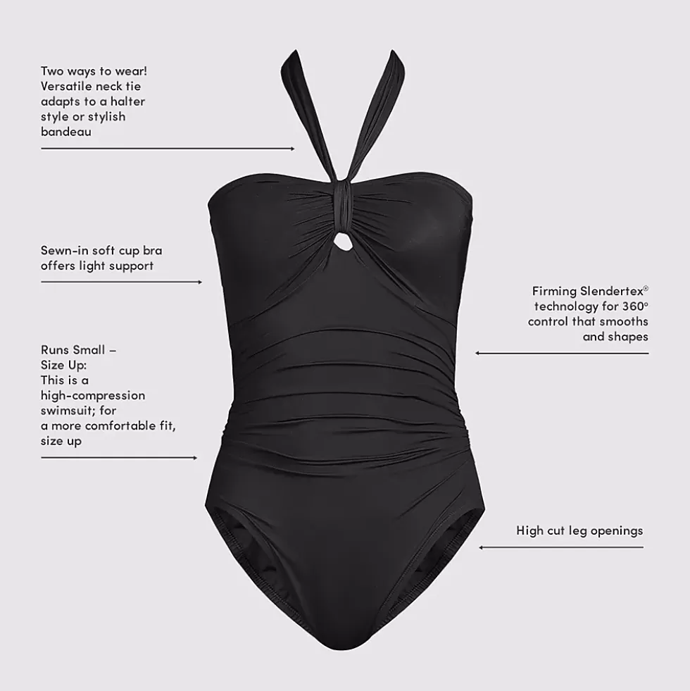 Women's SlenderSuit Multi-Way Bandeau High Leg One Piece Swimsuit