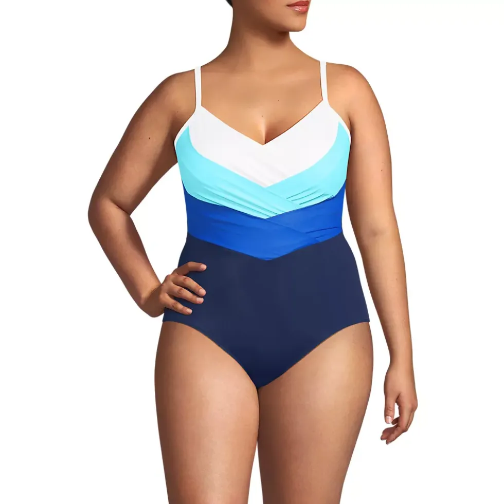 Women's SlenderSuit Pleated Low Leg One Piece Swimsuit