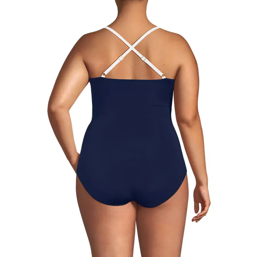 Women's SlenderSuit Pleated Low Leg One Piece Swimsuit