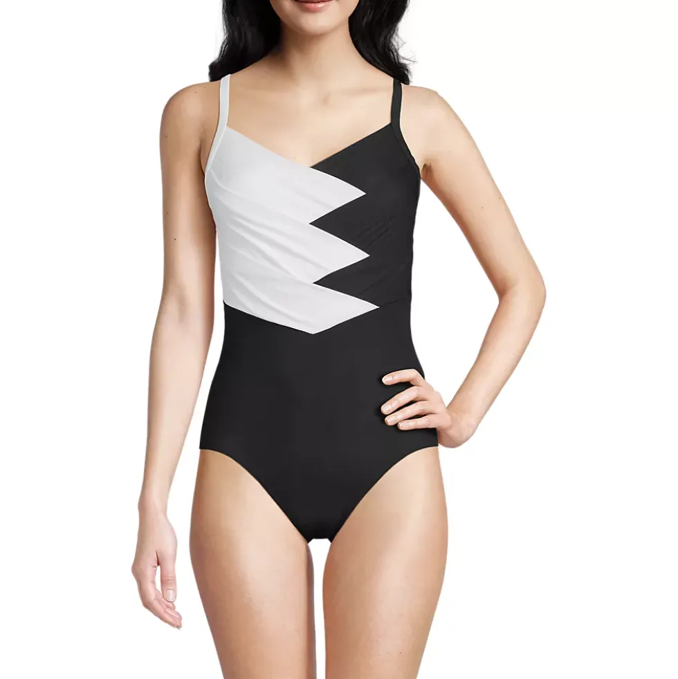 Women's SlenderSuit Pleated Low Leg One Piece Swimsuit