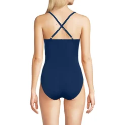 Women's SlenderSuit Pleated Low Leg One Piece Swimsuit